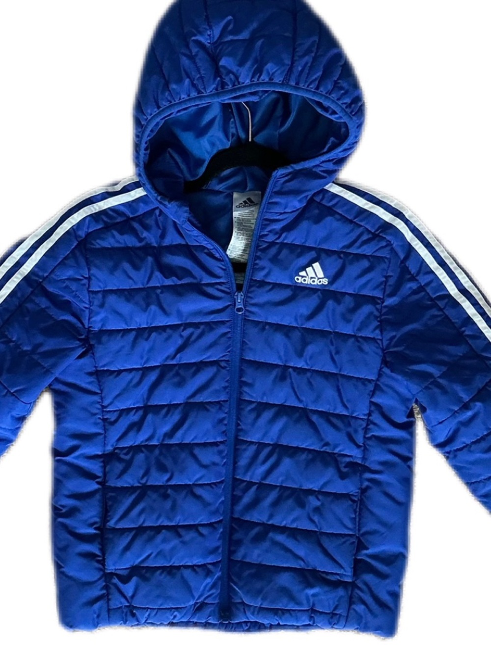 Adidas Youth Unisex Jacket Puffer Coat Hooded Blue Size Medium M 10/12 EUC